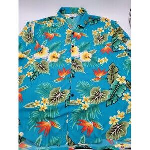 2XL Alvish Enjoy Life Hawaiian Tropical Flowers Short Sleeve Aloha Shirt